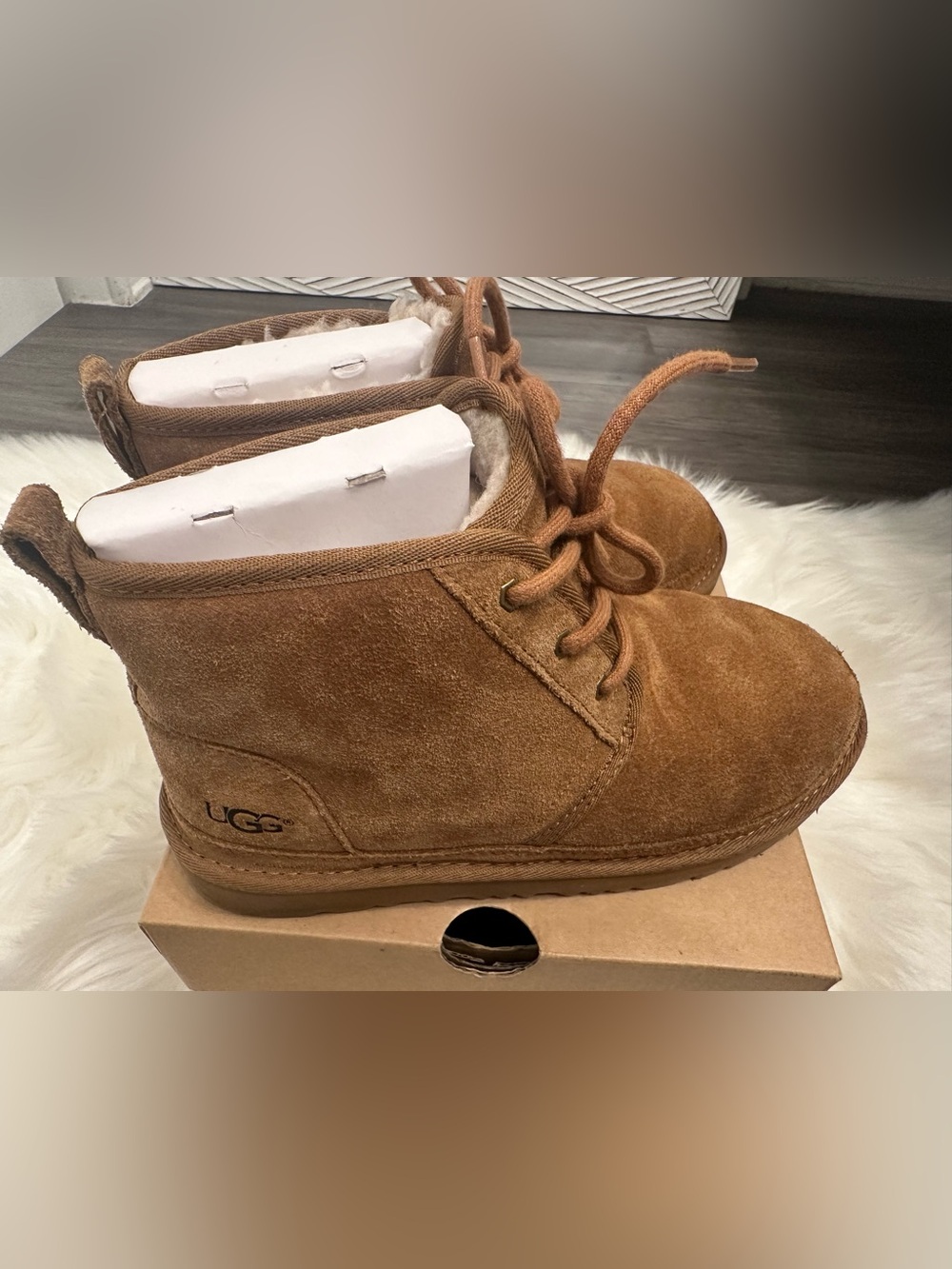 UGG Kids Chestnut Suede Ankle Lace Boot